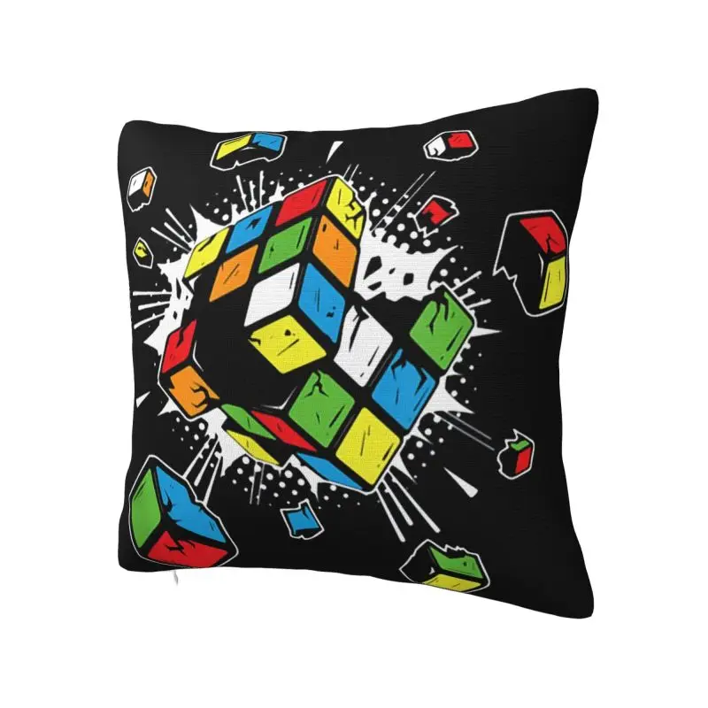 Exploding Rubix Rubiks Magic Cube Pillow Case 45x45cm Home Decorative Cute Math Gift Chair Cushion Square Pillowcase