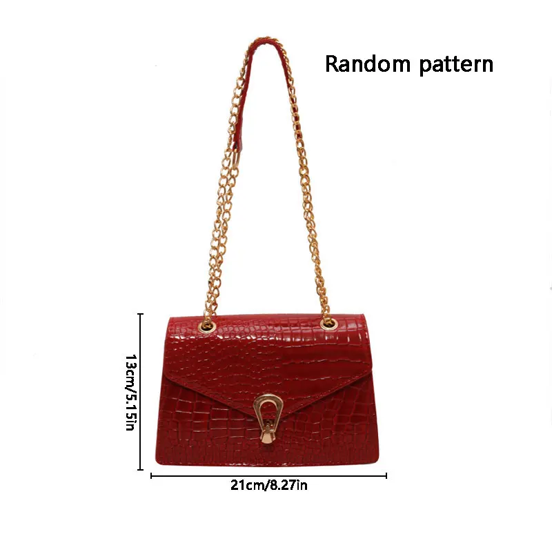 1PC Western Trend Crocodile Pattern New Shoulder Chain Bag Women\'s Lock Buckle Cross Body Women\'s Bag Small Square Bag