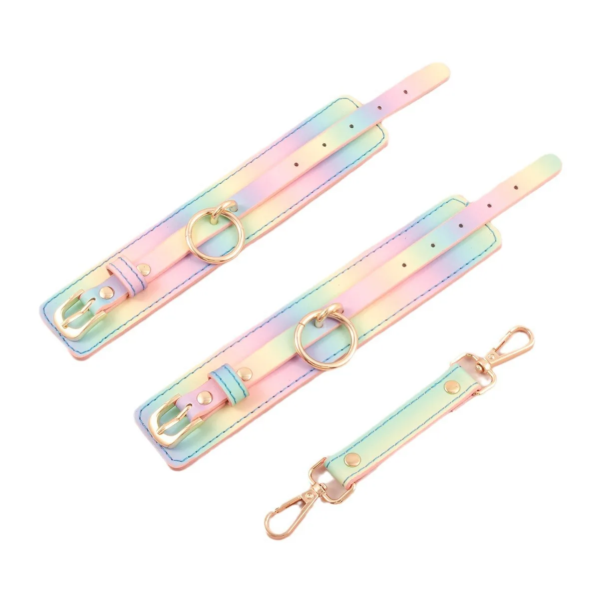 مجموعة SM Bondage الفاخرة للنساء ألعاب جنسية أصفاد جلدية بألوان قوس قزح/طوق العينين/طوق/غطاء عبودية جنسية الوثن للأزواج BDSM لعبة #6