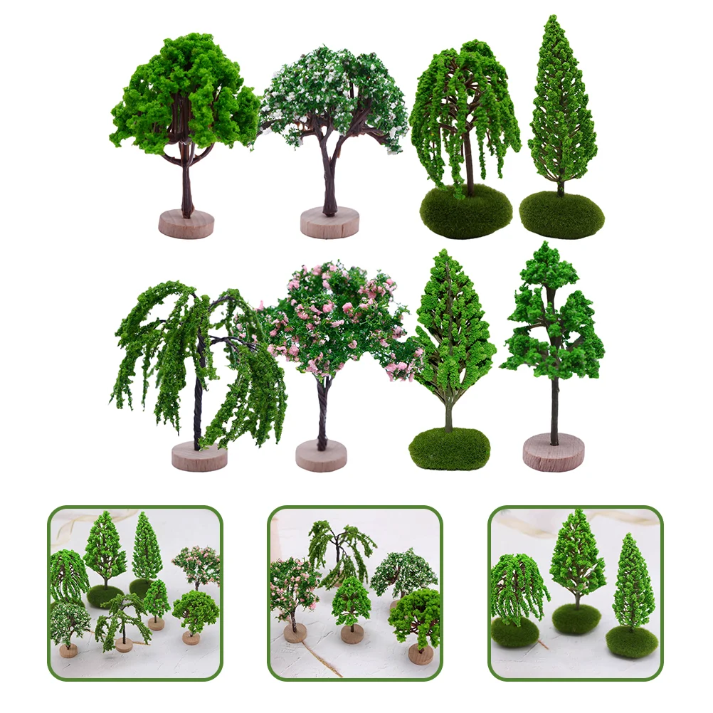 8 pièces Micro paysage arbre jardin décor fausses plantes modèle bureau décoration Mini bois sable Table bricolage modèles