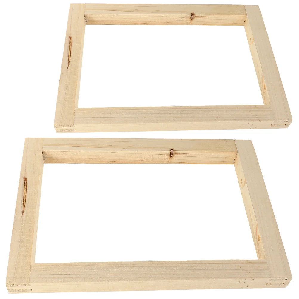 2 قطعة إطار طباعة الشاشة الخشبية الصلبة قابلة لإعادة الاستخدام أداة طباعة ذاتية الصنع لحقيبة تي شيرت القماش مجموعة إطارات الشاشة الخشبية المحمولة