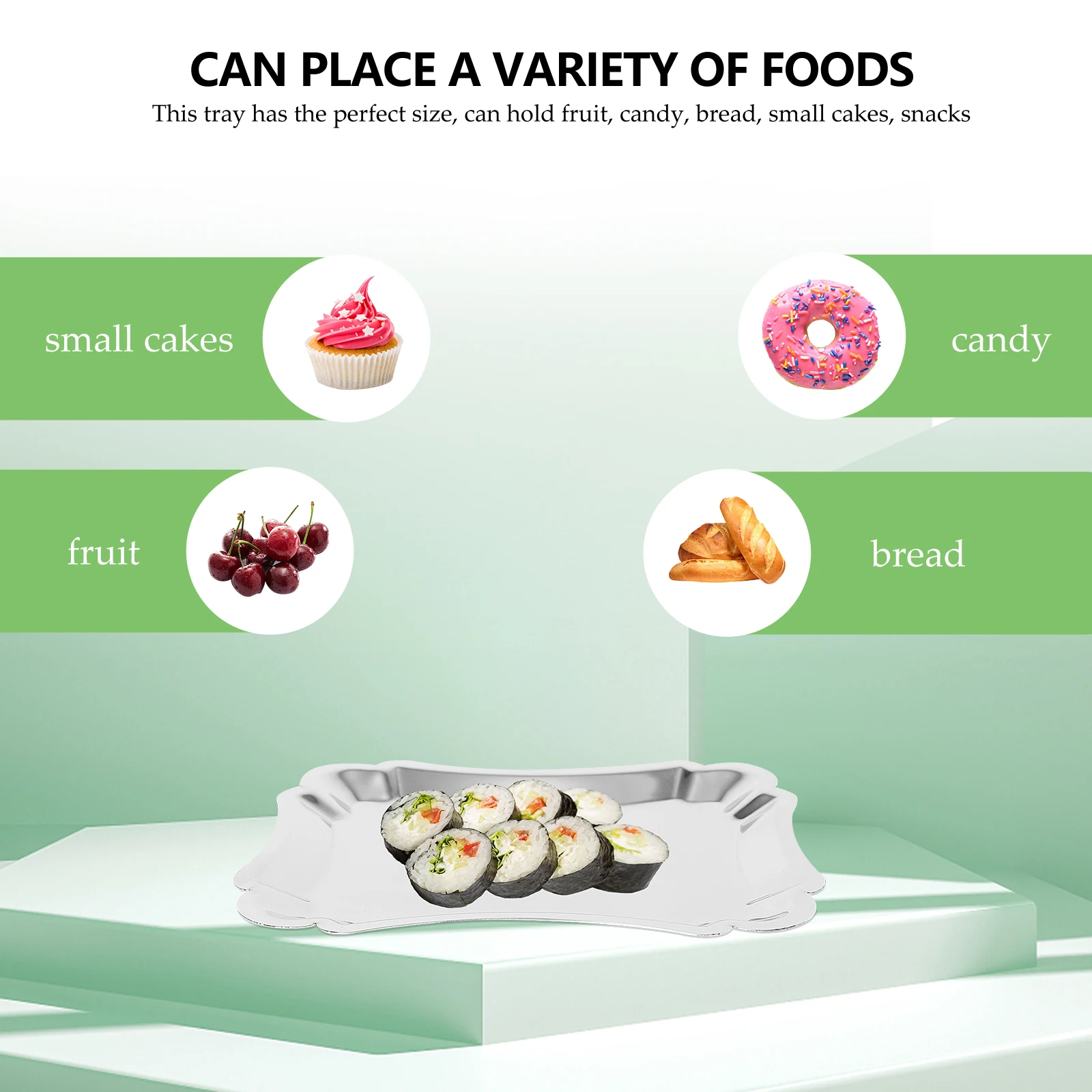 

2Pcs Stainless Steel Vanity Tray Multifunction Towel Dessert Plate Home Supply Storage Tray Smooth Surface Easy Clean