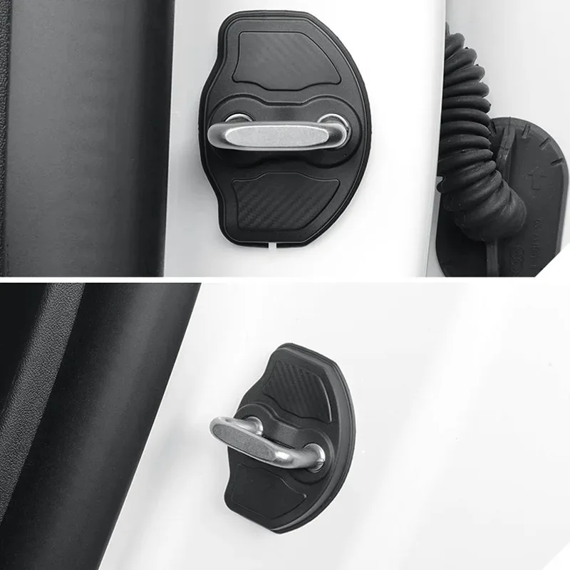 4pcs Car Door Mute Damping Cushion Silicone Door Lock Buckle Cover for Tesla Model Y Model 3 2017-2023 / MODEL3 2024