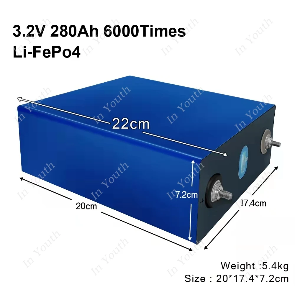 YYHCHot Selling LiFePO4 Cells Power Storage Rechargeable Lithium Prismatic Battery 3.2V 280ah for RV Inverter Solar