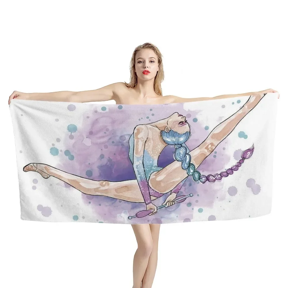

Graceful Ballerina Watercolor Art Bath Towel - Soft Absorbent, Ideal for Dance Lovers | Elegant Ballet Theme Design