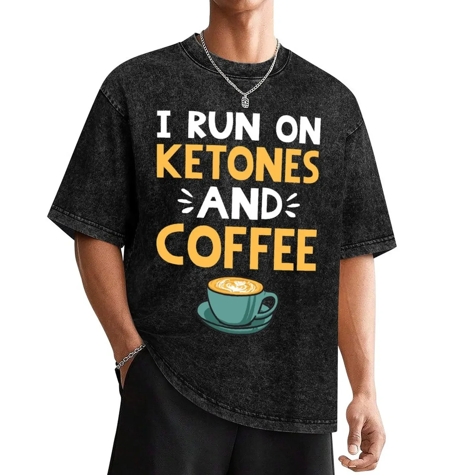 

I Run on Coffee & Ketones for those on Keto Diet T-Shirt anime figures designer shirts oversized graphic tee outfits for men