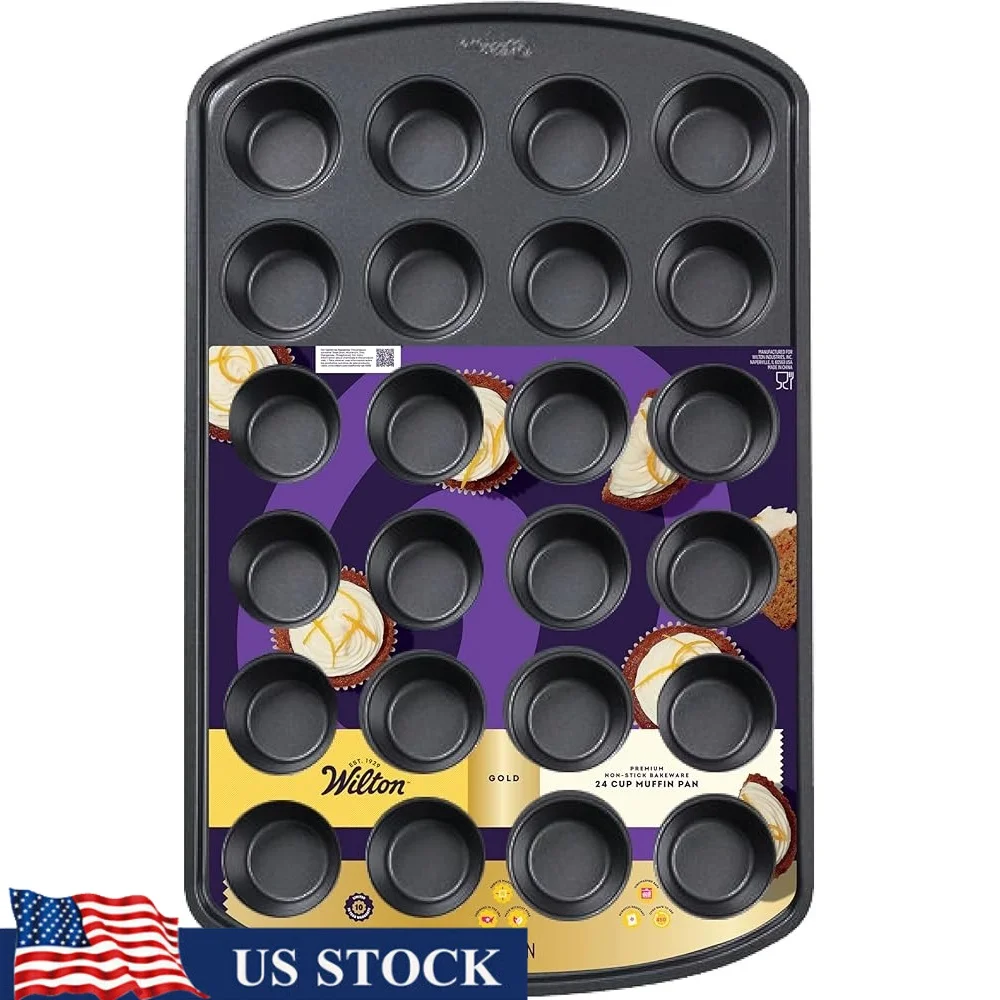 

Premium Non-Stick Muffin Pan 24 Cup Bakeware Oven Safe Scratch Resistant Dishwasher Safe Toxin Free Cooking 16x10 Inch