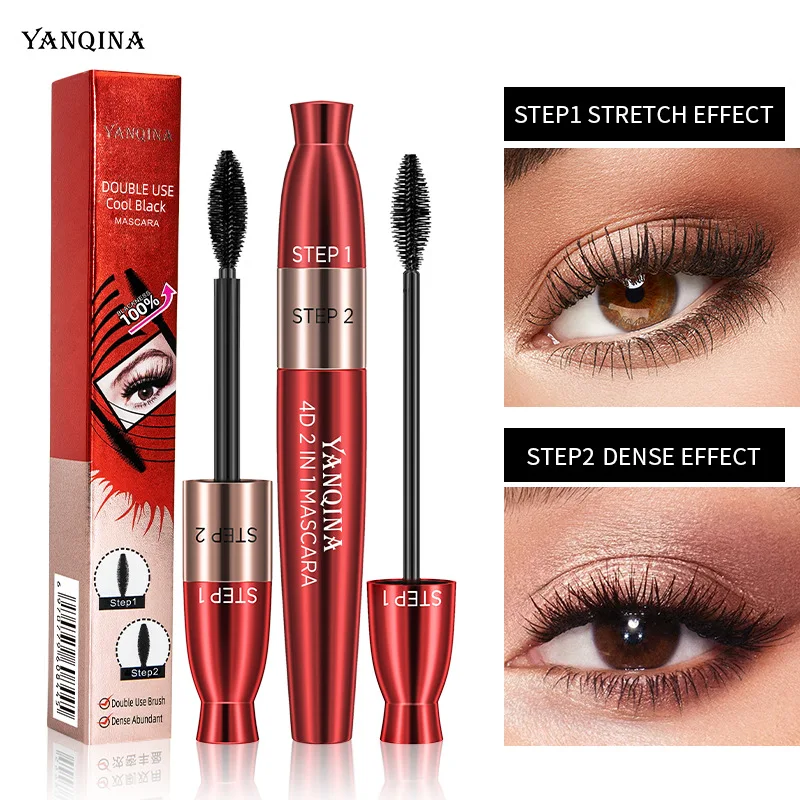 Mascara noir de maquillage 2 en 1, cils recourbés, cils allongés, stylo épais, cosmétique, brosse, nouveauté 2022