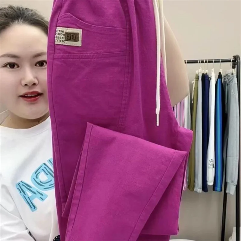 Spring Summer Women's Harem Pants High Waist Straight Casual All-match Pants Women Fashion Loose Cotton linen Trousers Female