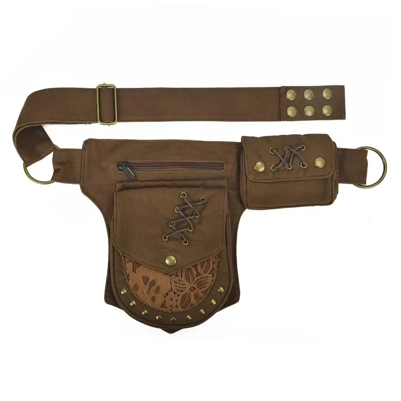 Retro Studded Fanny Pack for Hiking Festival Compact Secure Waist Chest Bag for Cards Cash Sunglasses