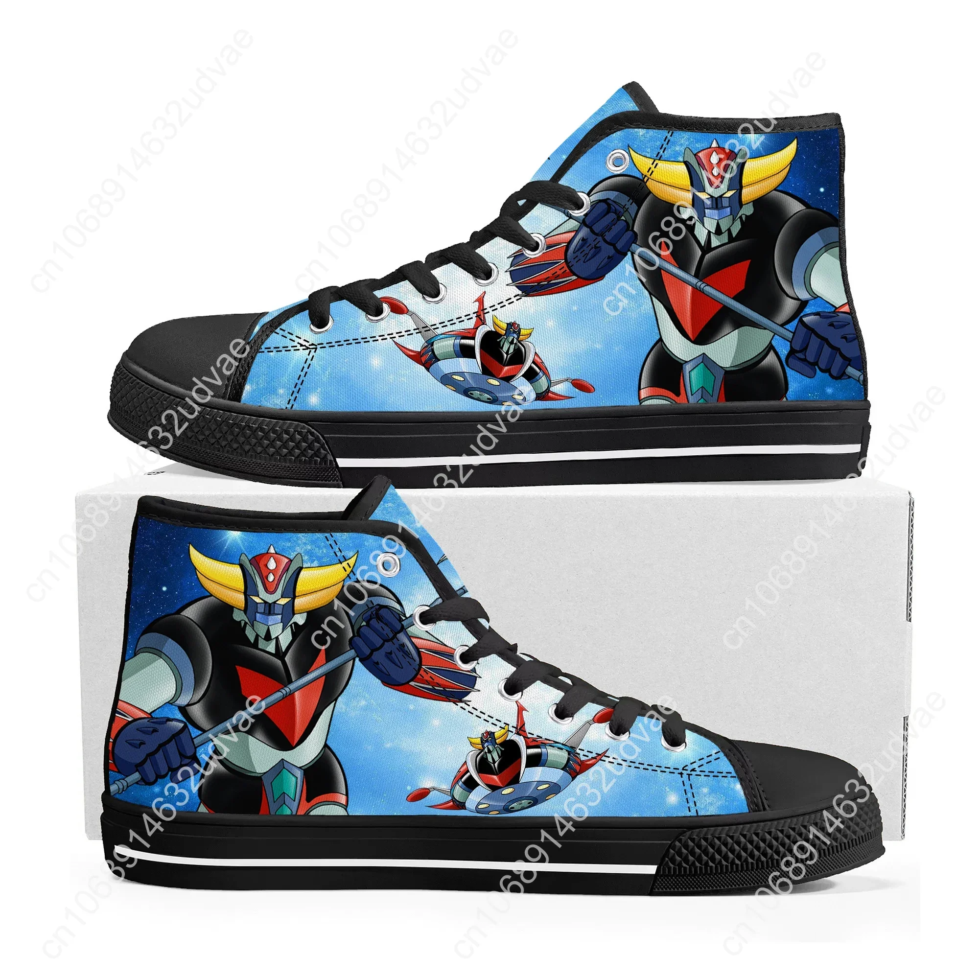 Cartoon UFO Robot Grendizer High Top Sneakers High Quality Mens Womens Teenager Canvas Sneaker Casual Couple Shoes Custom Shoe