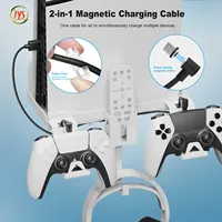 NEW JYS-P5177 Wall Mount Storage Stand with 2-in-1 Magnetic Charging Cable for Sony PS5 Pro Console Bracket Hanging Storage Rack