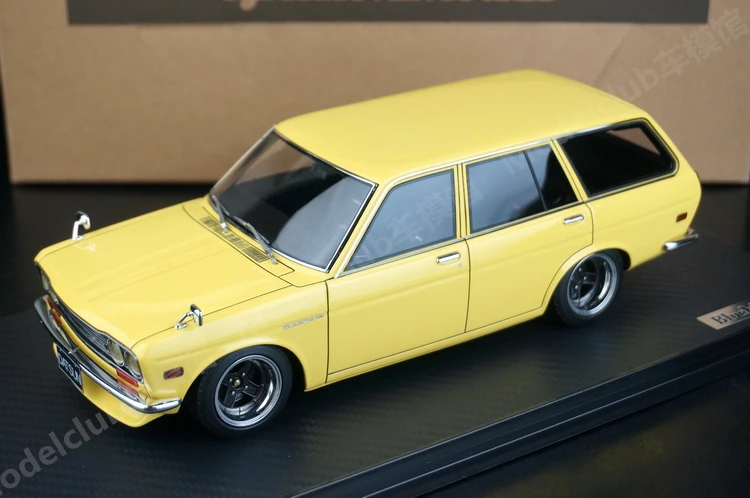 IG 1:18 Bluebird 510 Wagon Yellow JDM Simulation Limited Edition Resin Metal Static Car Model Toy Gift