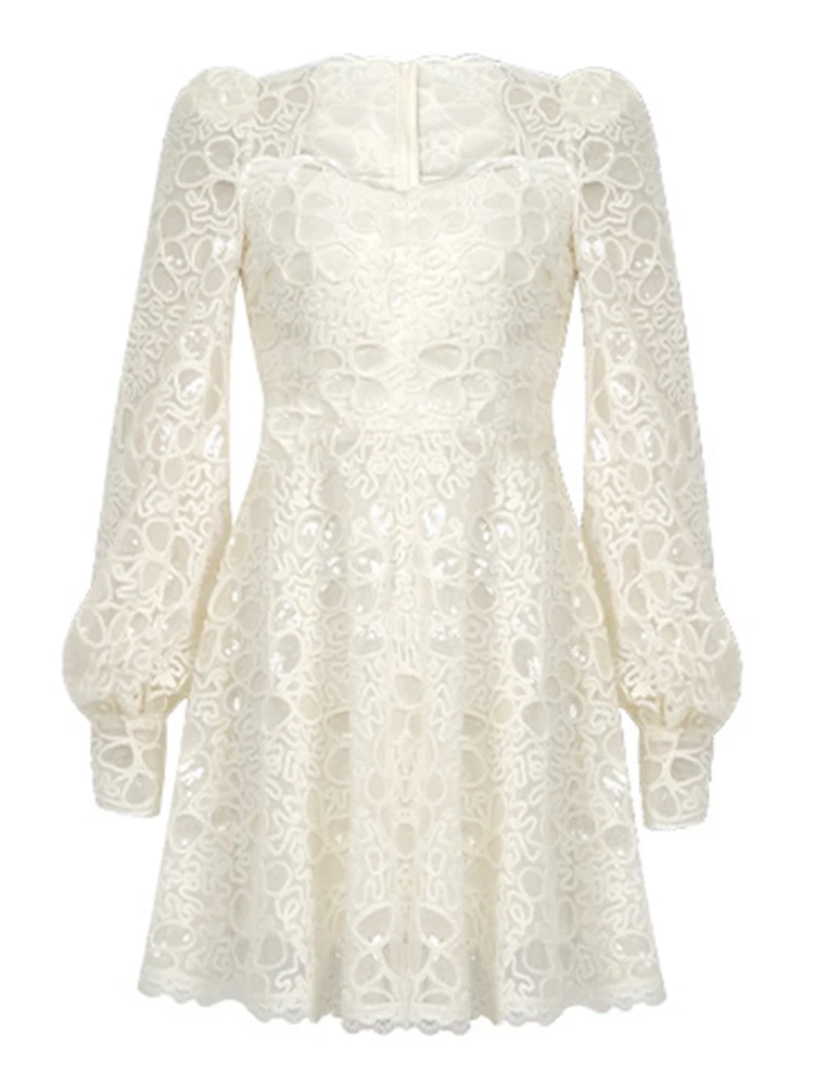 Robe de Rhélégante pour femme, paillettes brillantes, dentelle transparente, robe de Rh, robe de soirée douce, club de banquet, robe éducative, printemps