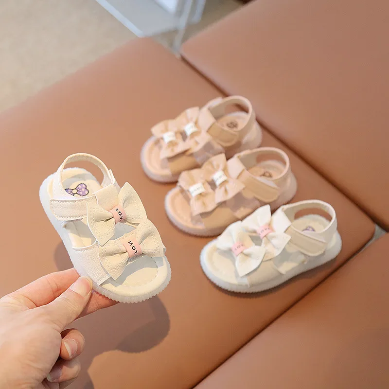 Summer Korean Style Baby Sandals Kawaii Bowtie Girls Toddler Shoes Soft Sole Antislip Infant Baby 1 Year Shoes First Walkers