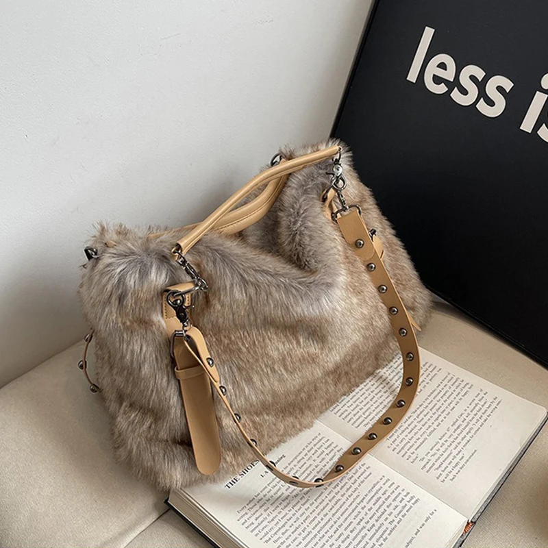 

Винтажные сумки-тоут большой вместимости с заклепками, модные женские сумки на одно плечо, осенне-зимняя универсальная сумка с ручкой