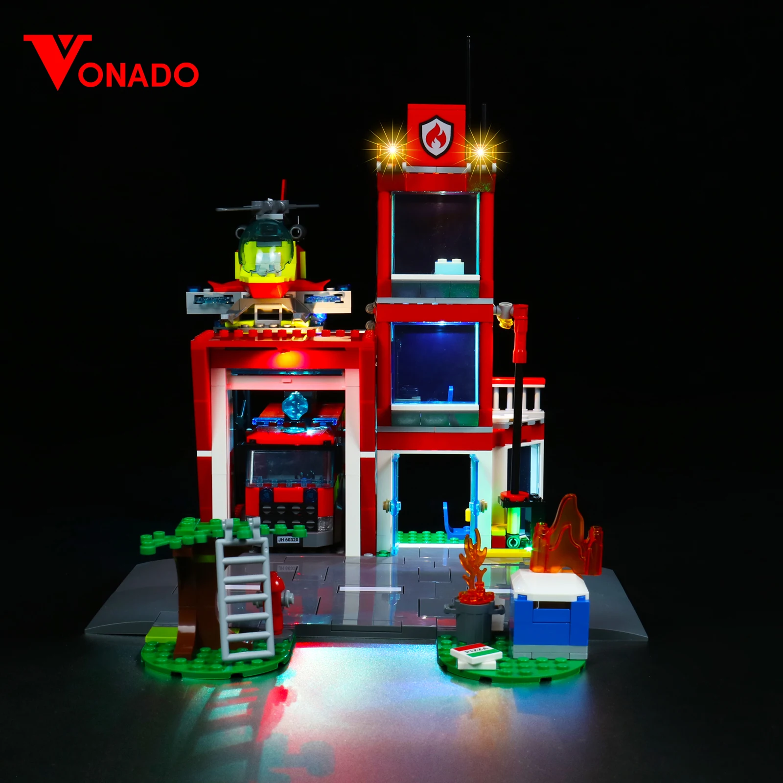 Vonado LED Light Kit for 60320 Fire Station Car Building Blocks Set (NOT Include the Model) Bricks Toys for Children