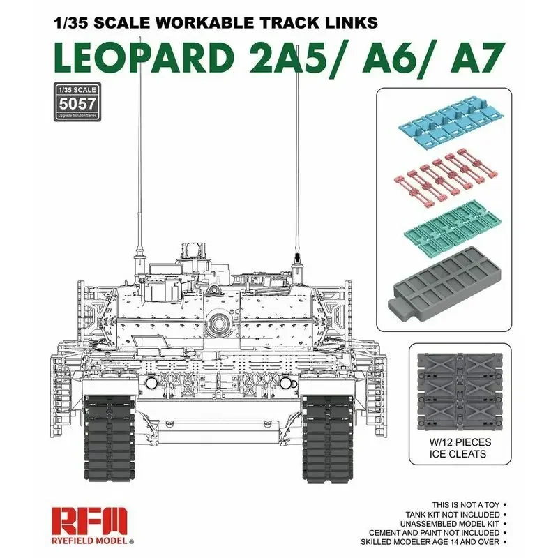 

РЕФЕЙАЛЬНАЯ МОДЕЛЬ RFM RM-5057 1/35 Рабочая гусеница для Leopard 2A5/A6/A7 — комплект масштабной модели