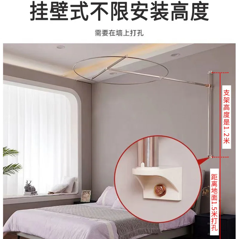 custom. [Hot Sale] Popular Ceiling and Floor Integrated Mosquito Net Round Princess Style Bedroom Retractable Net Hom