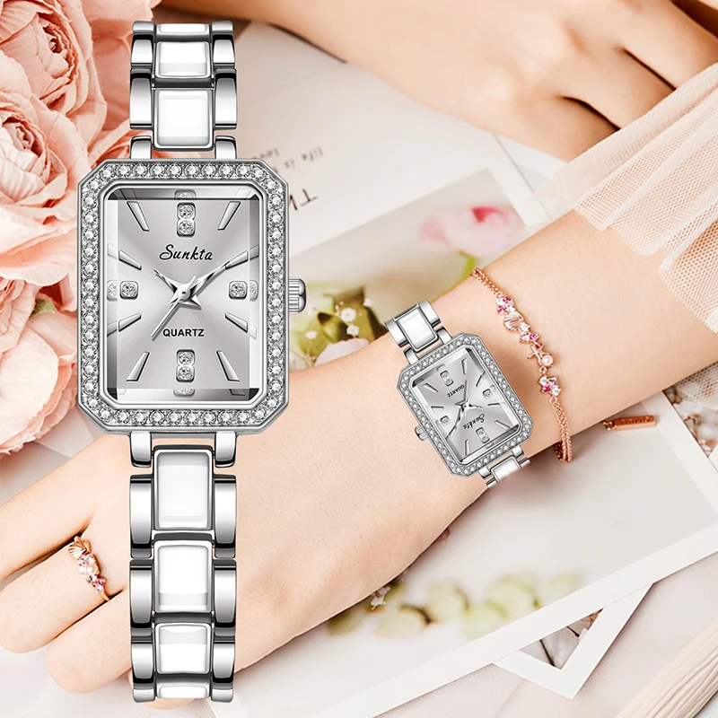SUNKTA 2025 Luxury Women's Watch Fashion Rectangle Ladies Quartz Watches women wristwatch lady watch montre femme Watch women