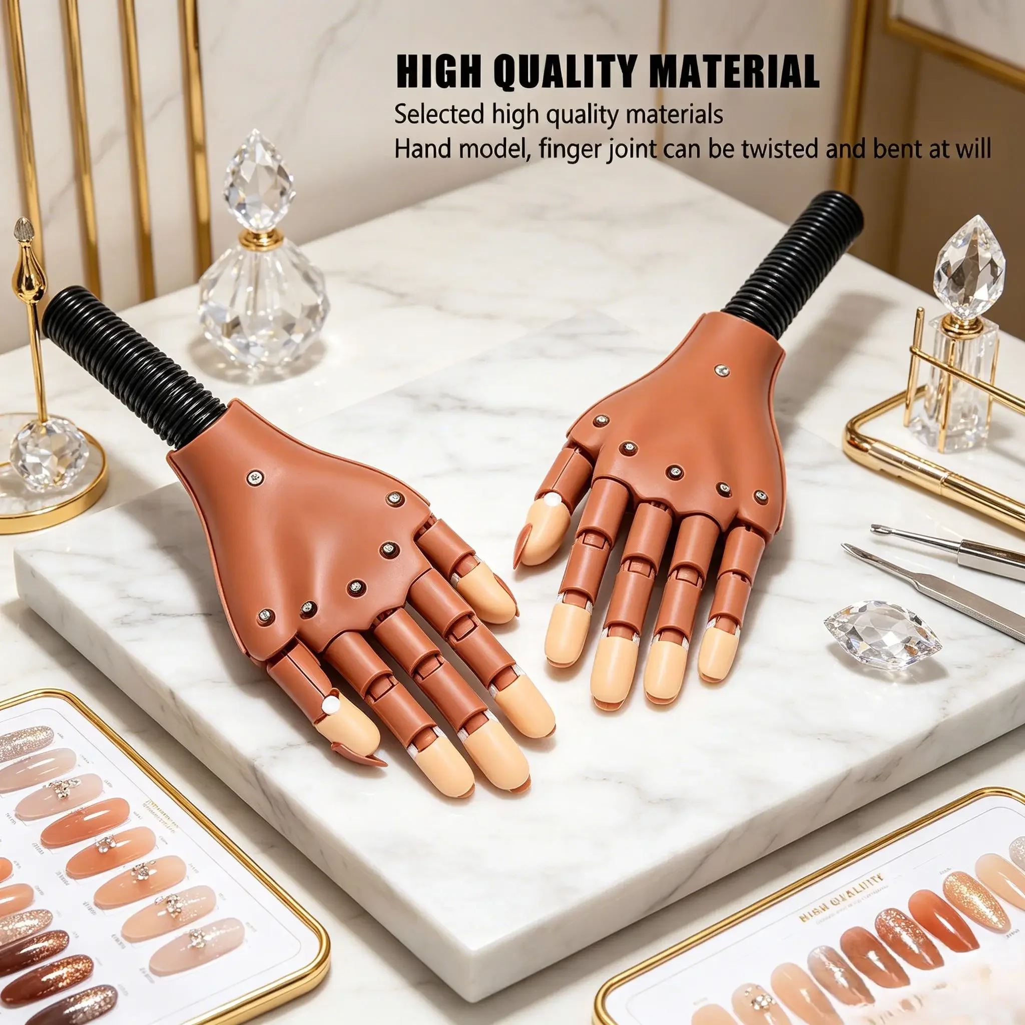 

Manicure Practice Hand for Nail Art, Acrylic Fake Nail Tips Training Kit with 100Pcs Nail Tools