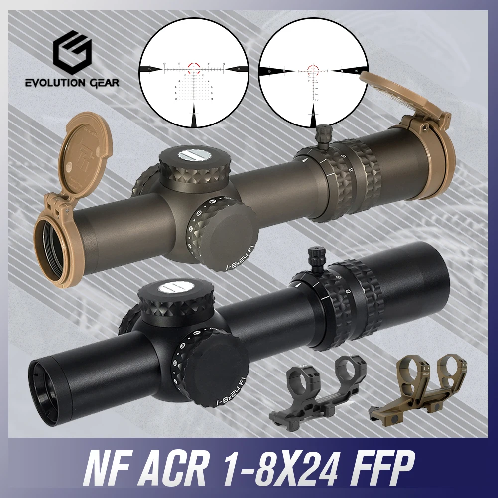 

Evolution Gear New 1-8 FFP Hunting Scope T8-M Reticle FDE/BK Color Shockproof And hold zero on 5.56 & 7.62 Mils/F1