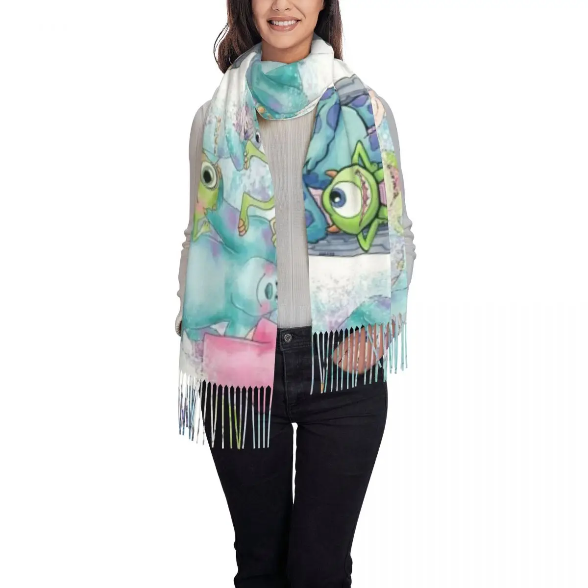 Custom Printed Monsters University Anime Scarf Men Women Winter Warm Scarves Shawls Wraps