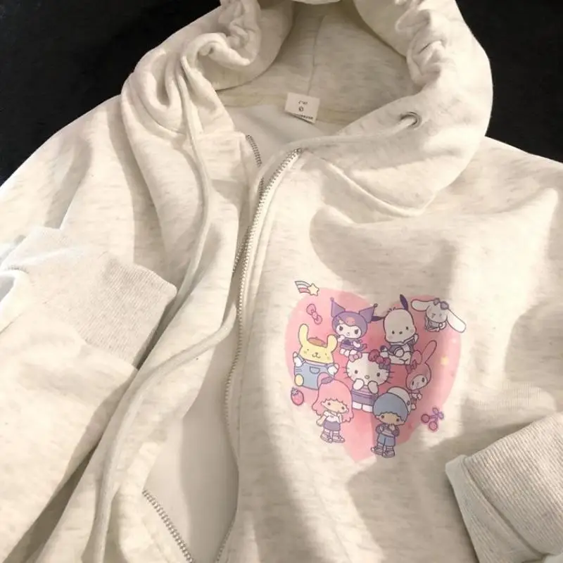 

Sanrio Halloween Hello Kitty New Couple Hoodie Kawaii Anime Outer Garment Cute Cartoon Thick Zipper Top Cardigan Creative Gifts