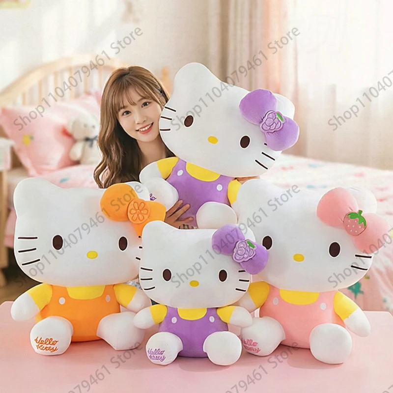 

Sanrio Hello Kitty Colorful Dress Plush Toy Stuffed Doll Soft Kawaii Fluffy Anime Home Decor Gift Girls Kids Lovely Cute Daily