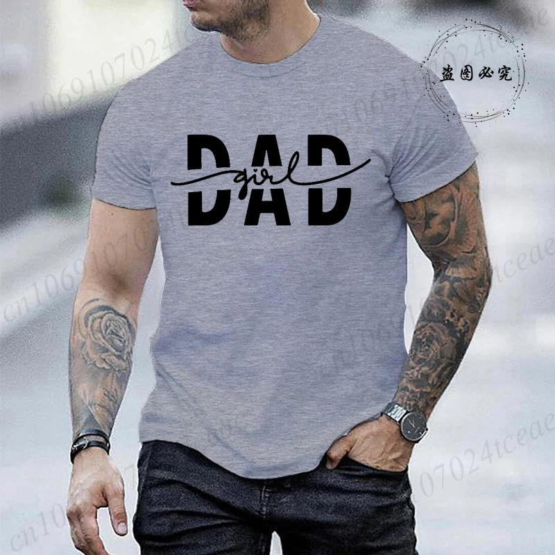 Dad Girl Printed T-Shirt for Men Dad Girl Graphic Tees Tshirts Funny Papa Gift Short Sleeve O Neck Men's T-Shirts Clothing Tops