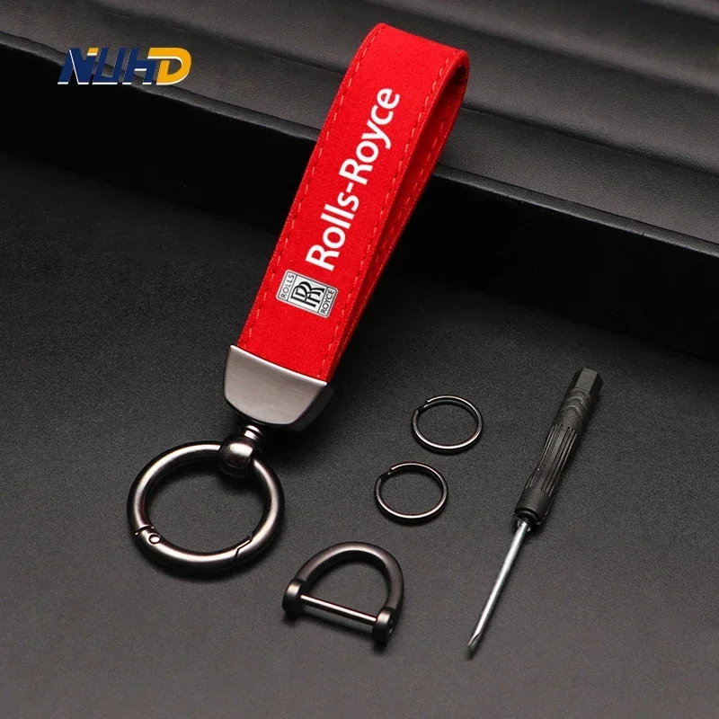 Suede Car Keychain For Rolls-Royce Lamborghini Bentley Ferrari Maybach McLaren Key Rings Metal Anti-loss Protector Accessories