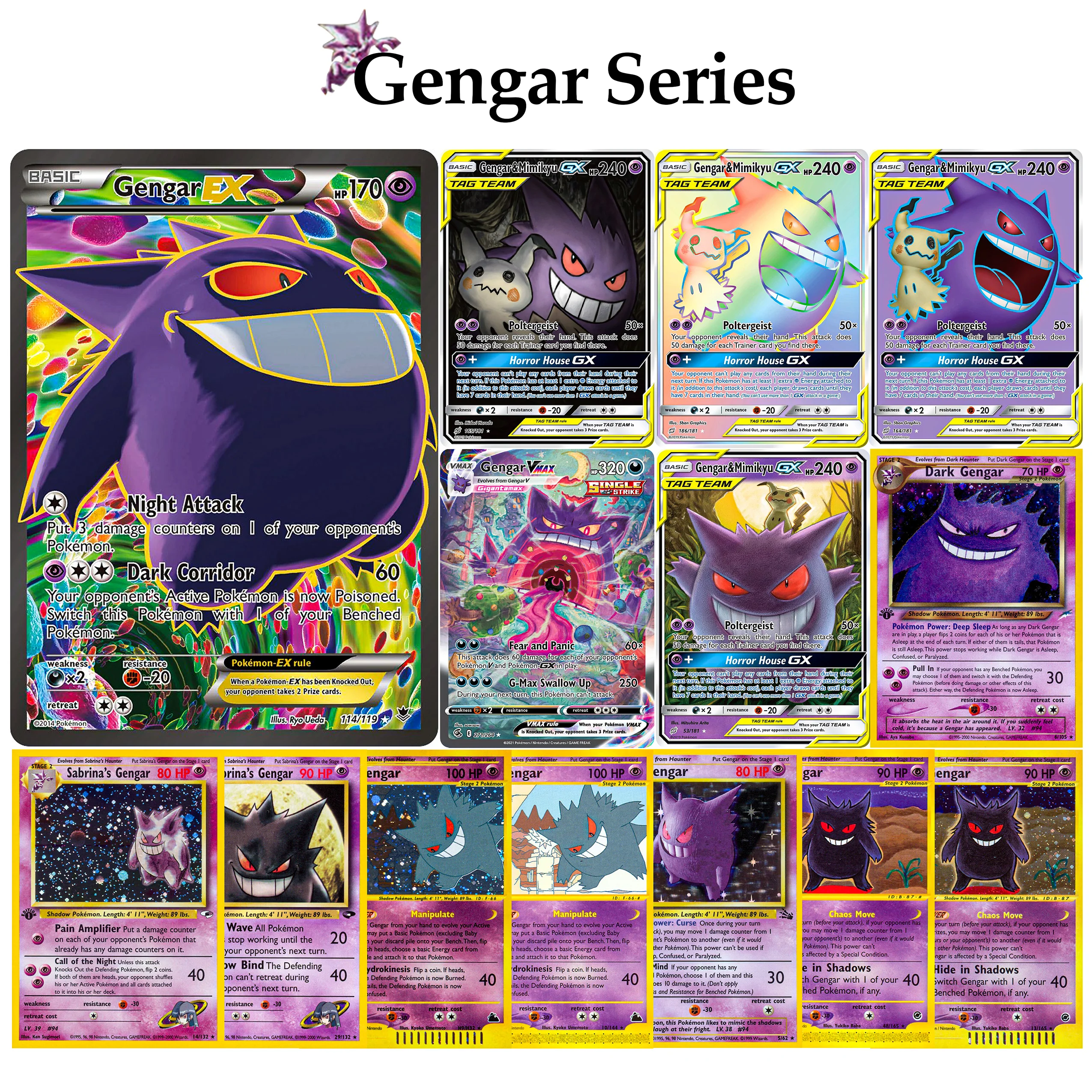 

Карта серии PKM GENGAR Phantom Forces (PHF) Fusion Strike (FST) Team Up (TEU) TCG Proxy Ptcg Cards Подарочная игрушка