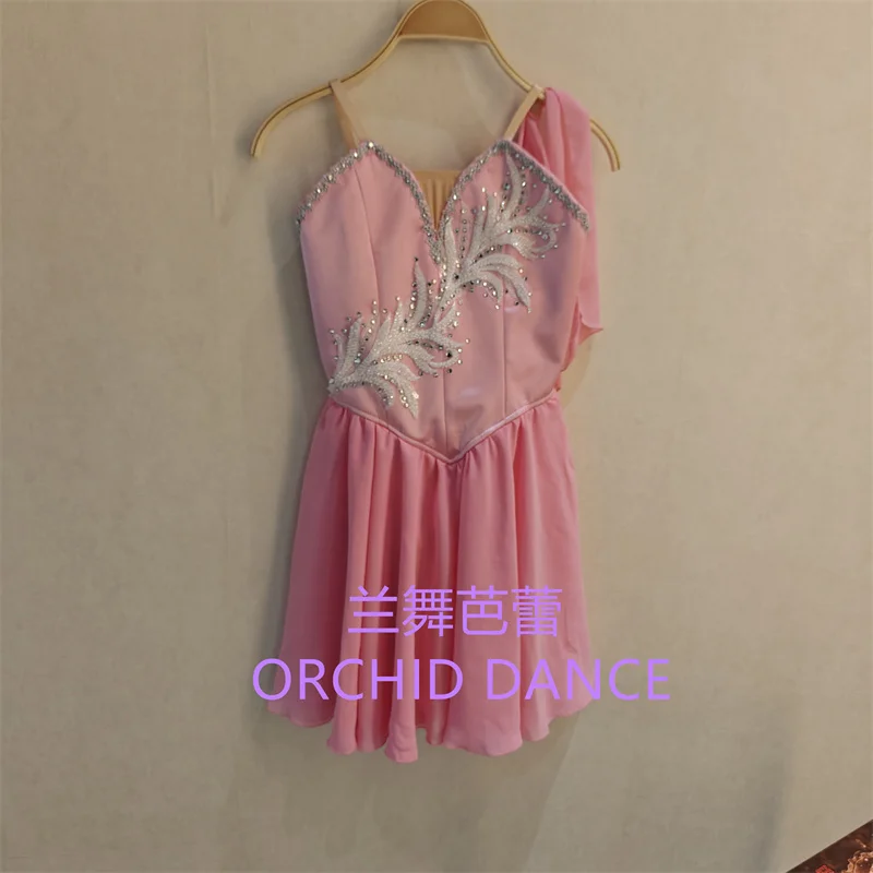 

BT01677 Профессиональный размер на заказ для девочек, сценическая танцевальная одежда, костюмы, розовое лирическое балетное платье