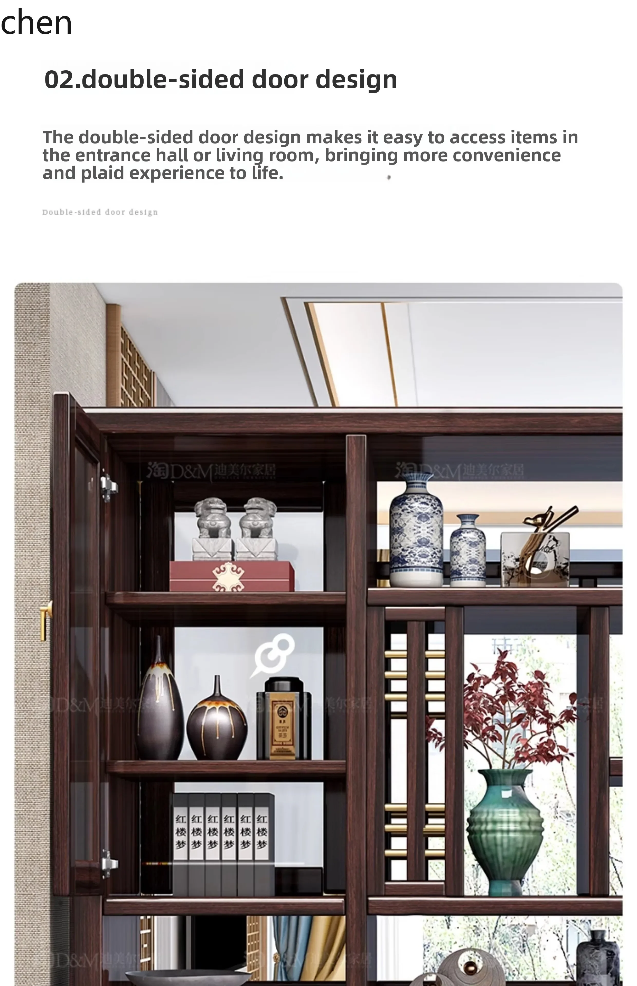 LYY   Solid Wood Entryway Cabinet Purple Sandalwood Living Room Double-Sided Screen Partition Cabinet