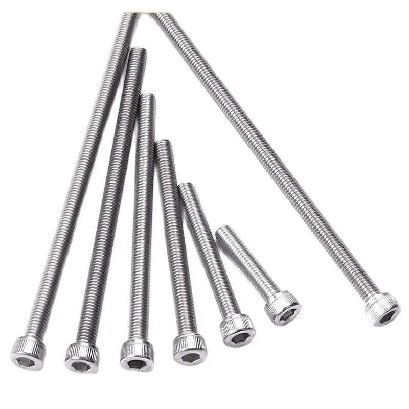 M10 M8 M6 M5 M4 Hex Socket Bolt 304 Stainless Steel Full Tooth Cup Head Hexagon Allon Long Machine Screw Length 50-150mm