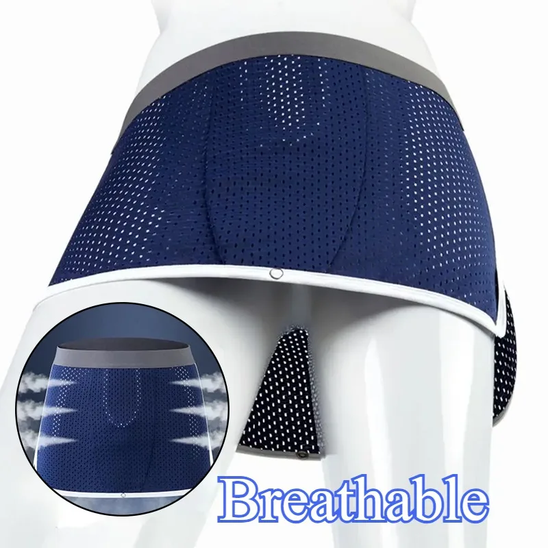 

Men's Summer Breathable Skirts Shorts Detachable Independent U-Pouch Boxers Nylon Breathable Mesh Underwears Summer Clubwear