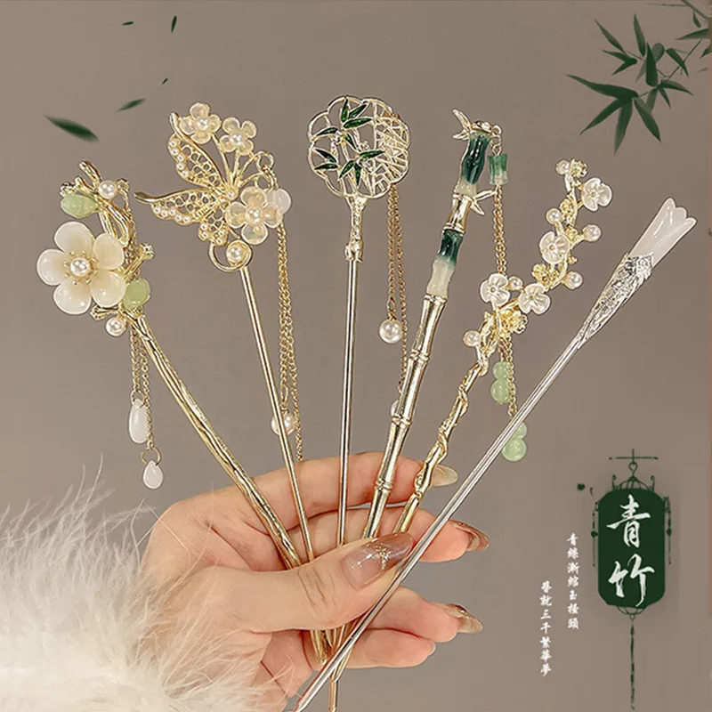 

New Chinese-style hairpins, female tassels step shake hairpins, daily hairpins ancient style Hanfu hairpins hairpins headdresses