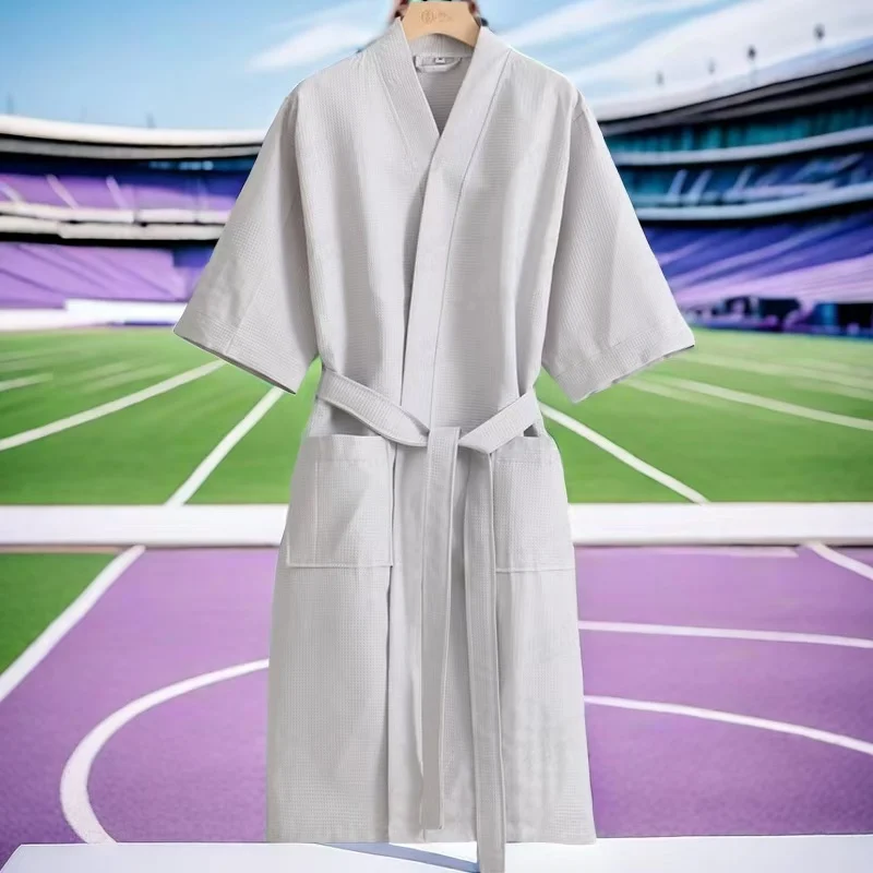 100%Cotton Waffle Bath Robe Men Women Sleepwear Couple Spring Summer Long Bride Bathrobe Sleep Lounge Robe Kimono Nightwear Gown