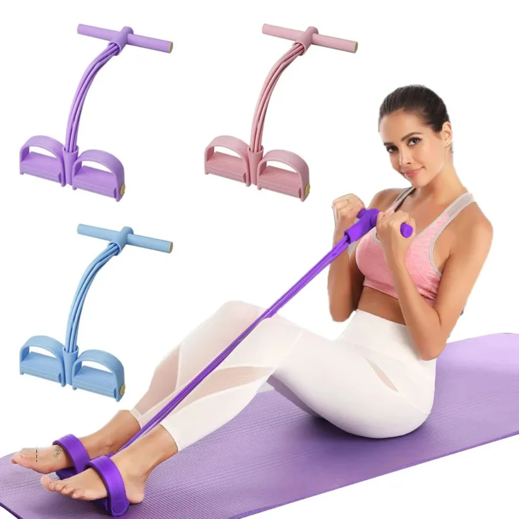 

6-Tube Resistance Band Multi Function Tension Rope Fitness Bands 6-Tube Elastic Yoga Pedal Puller For Sports Exercises At Gym