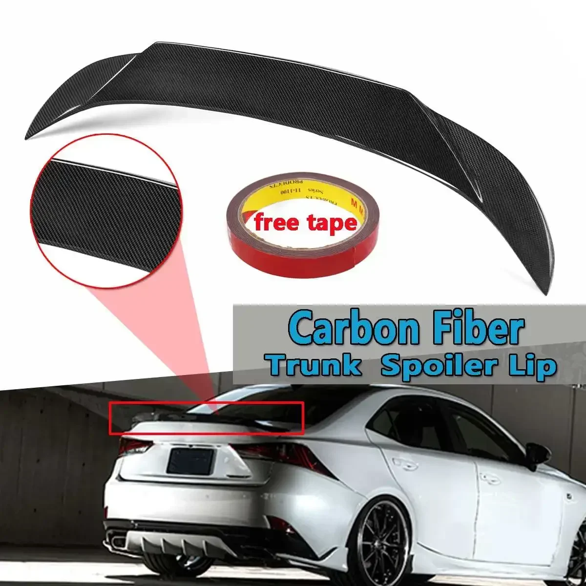 Real Carbon Fiber Car Rear Spoiler Wing Lip Extension For Lexus IS250 Sedan 2014-2017 Rear Trunk Spoiler Lip Boot Wing Body Kit