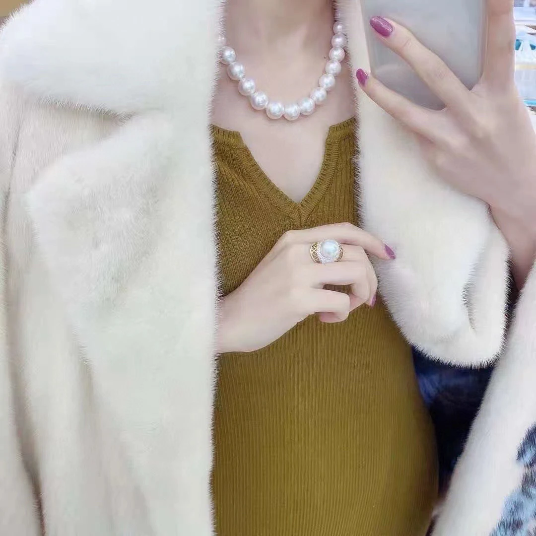 

Высококачественное жемчужное ожерелье AAAA 11-13 мм из натурального японского круглого белого жемчуга 18 дюймов-925s