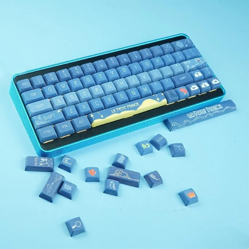 128PBT Heat Sublimation XDA Blue Swim Keycap for Mechanical Keyboards Smooth and Oil-Proof PBT Keycaps