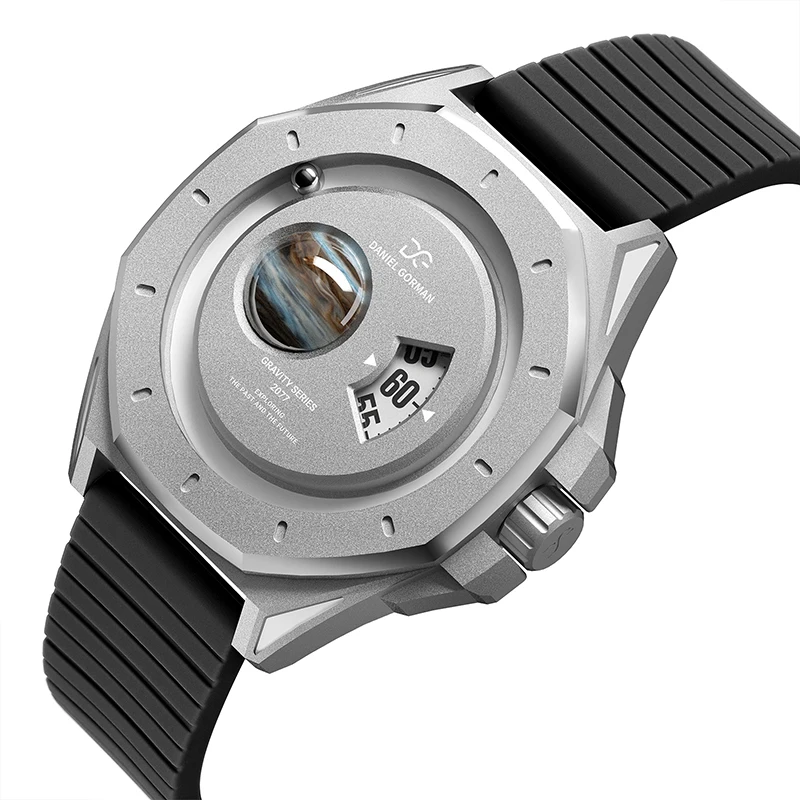 Daniel Gorman Gravity Series Jupiter Sport Herrenuhr, großes Gehäuse, Quarz-Silikonarmband, wasserdicht