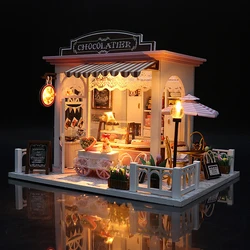 Mini Doll House Puzzle Furniture Assembly Model DIY Small Kit Making Room Toys Handmade Wooden Dollhouse Toys For Birthday Gift