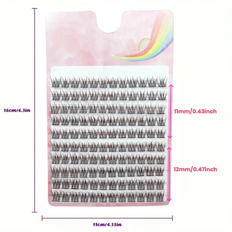 120pcs Eyelash 10 Rows 11-12mm , Ultra Thin, Natural to Dramatic Styling，Reusable Cluster Extension, Suitable for Beginners