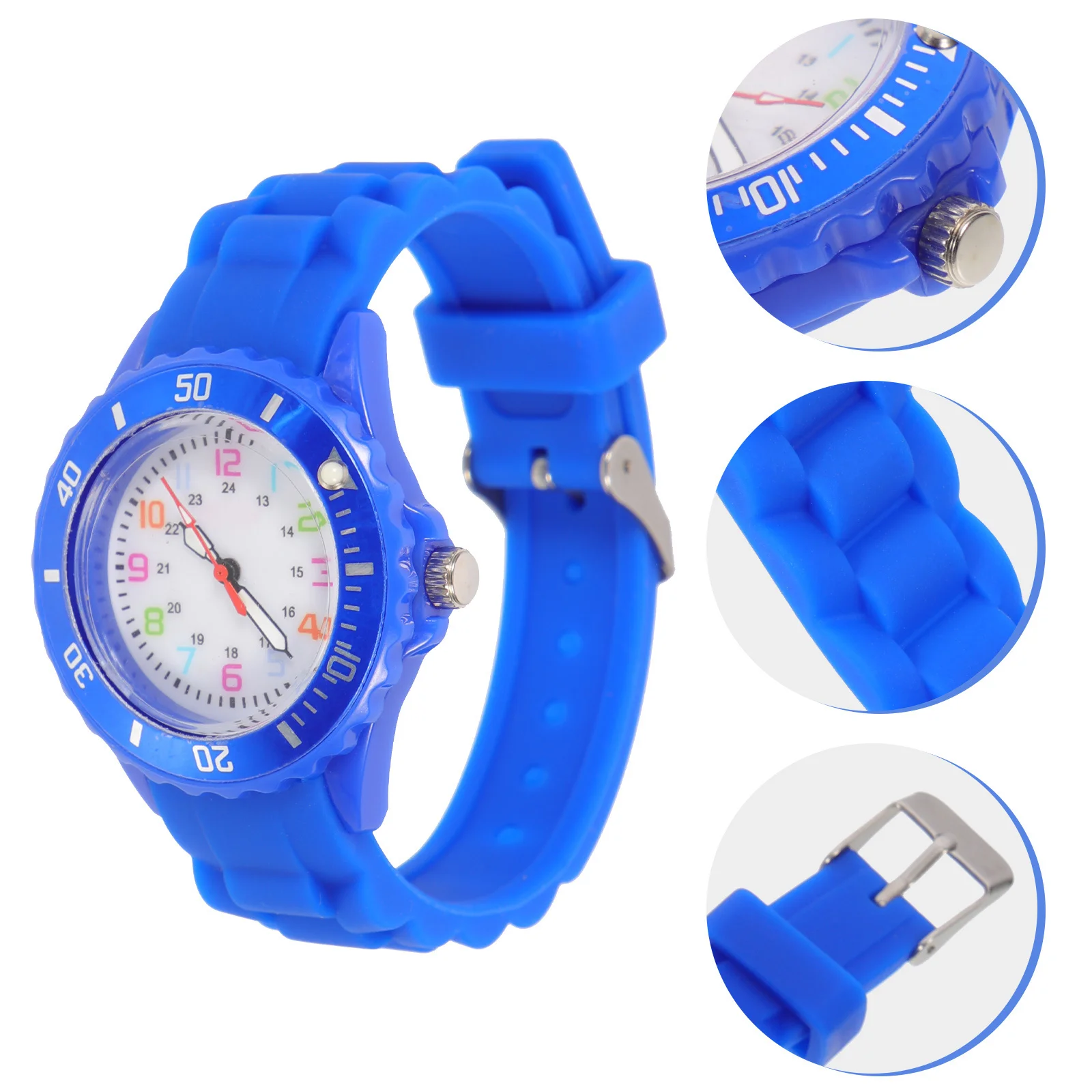 Часы с круглым силиконовым мягким регулируемым ремешком, легкие аналоговые наручные часы для обучения, подарок