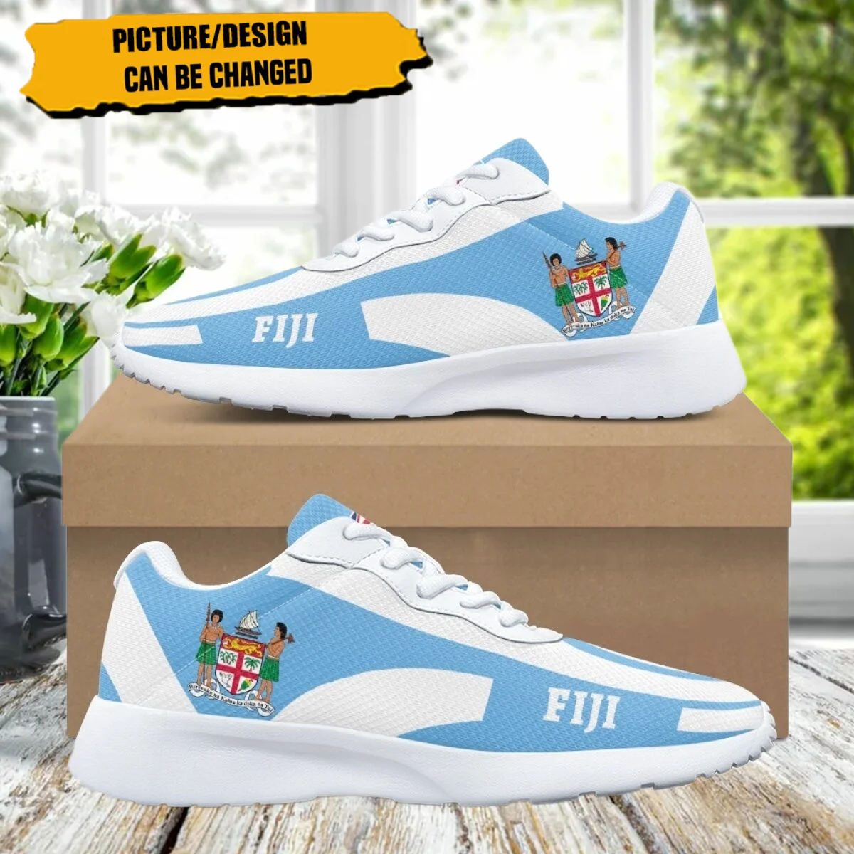 FIJI Flag Pattern Women Training Running Shoes Cozy Soft Lace-Up Flats Durable Gym Teen Sneakers Print On Demand tenis masculino