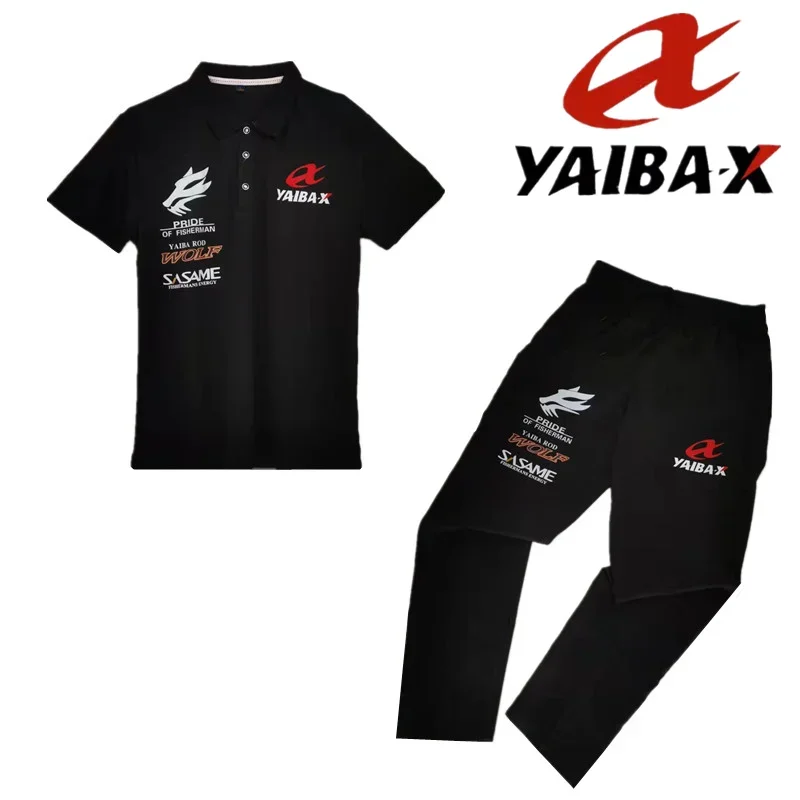 yaibax ice silk pesca vestuario conjunto para homens camisa polo e calcas de secagem rapida terno respiravel verao novo pcs 01