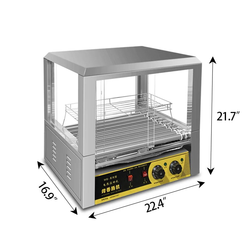 *Commercial Snack Equipment Electric Hot Dog Grill Machine 10 Roller Hot Dog Grill With Glass Cover view 6