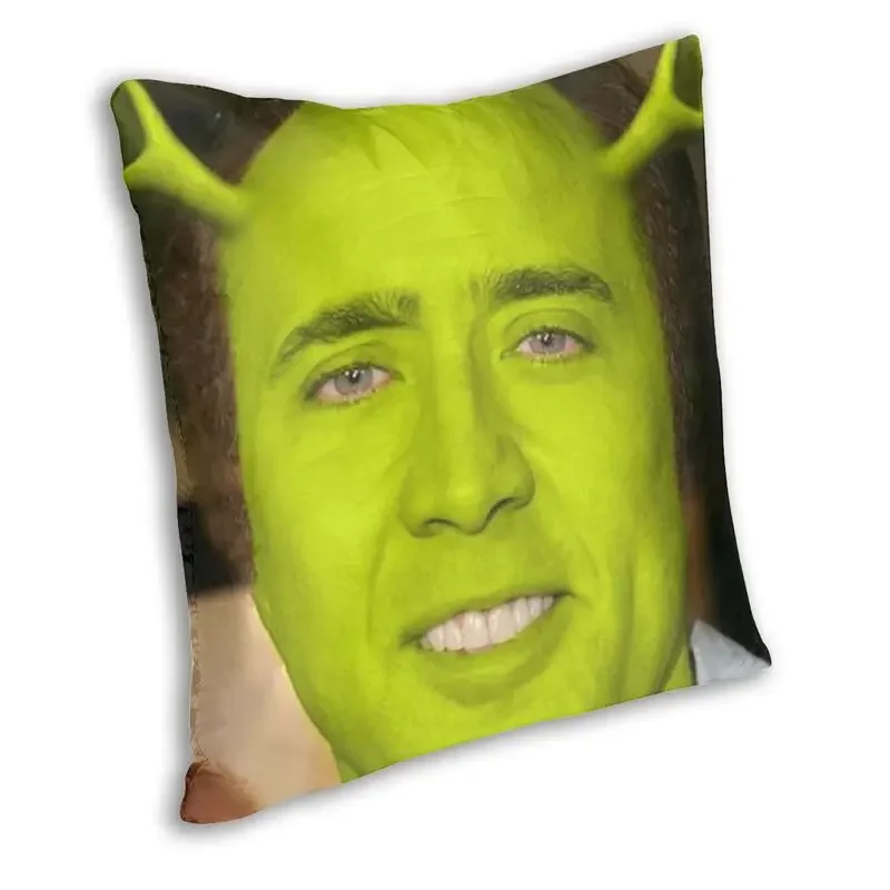 Funny Nicolas Cage Shrek Cushion Cover 40x40 Home Decor 3D Printing American Actor Throw Pillow for Car Double-sided